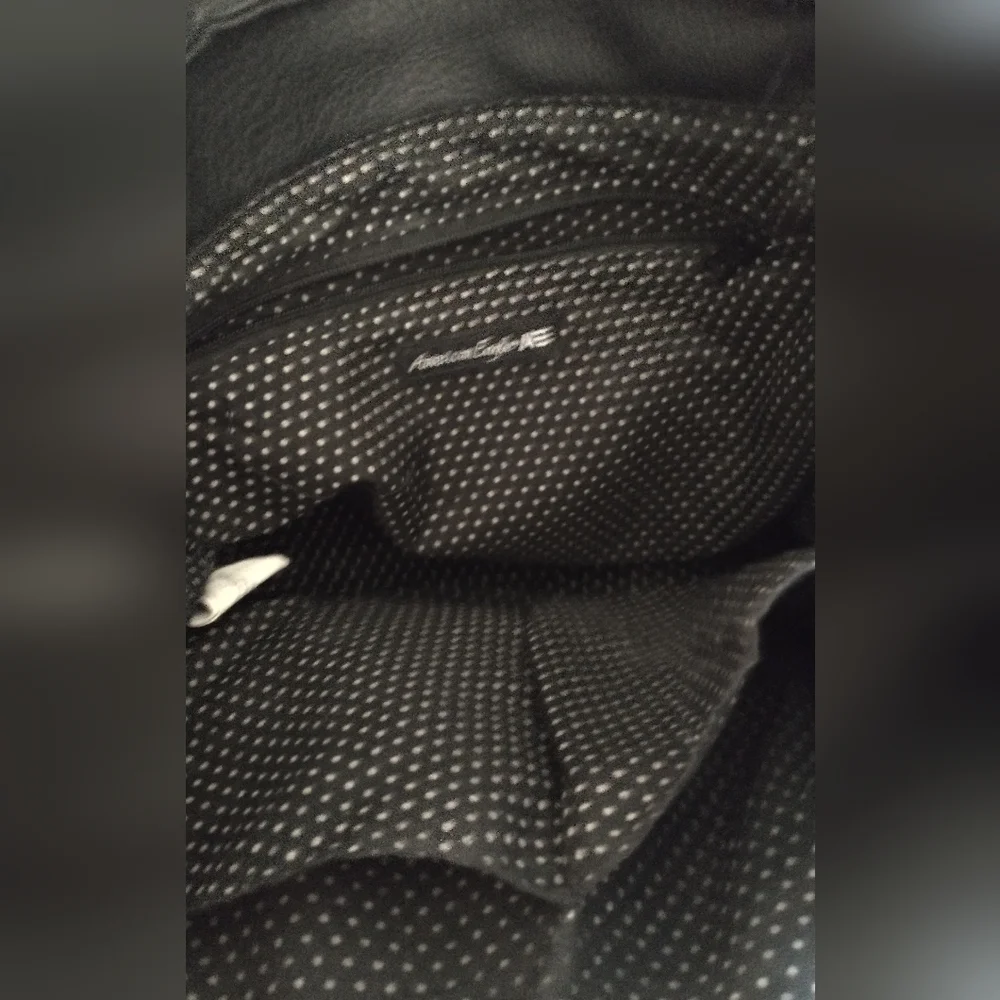 American Eagle Black Boho Bohemian Faux Leather Backpack